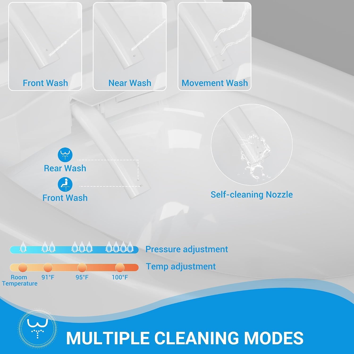 GarveeTech Smart Toilet with Bidet Built in, Heated Seat & Dual Auto Flush, Foot Sensor, Modern Extended Electric Toilet with Water Tank, Warm Water Wash, Air Drying, LED Night Light, Remote