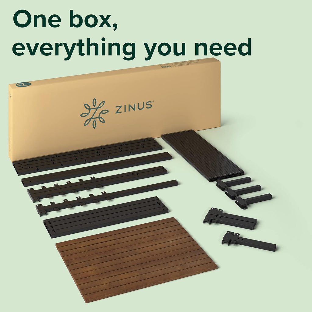 Zinus Kai Bamboo and Metal Platform Bed Frame with Headboard, No Box Spring Needed, Easy Assembly, Full, Brown