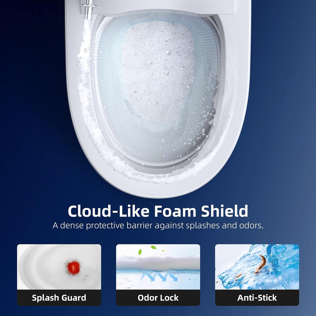 Smart Toilet with Bidet, ADA Comfort Height, UV-C Light, Foam Shield, Auto Open Close & Men's Urinal Auto Flush, Elongated Heated Seat, One Piece Bidet Toilet with Tank, RKS-X700 MAX