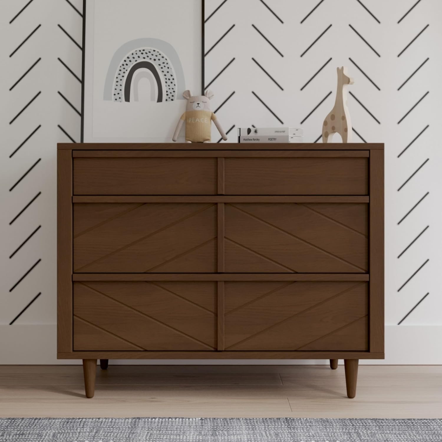 Child Craft Surrey Hill Design 4-in-1 Convertible Baby Crib Nursery Furniture Set, Baby Bed and 3 Drawer Dresser, for Babies, Toddlers and Kids Bedroom (2 Piece - Toasted Chestnut)