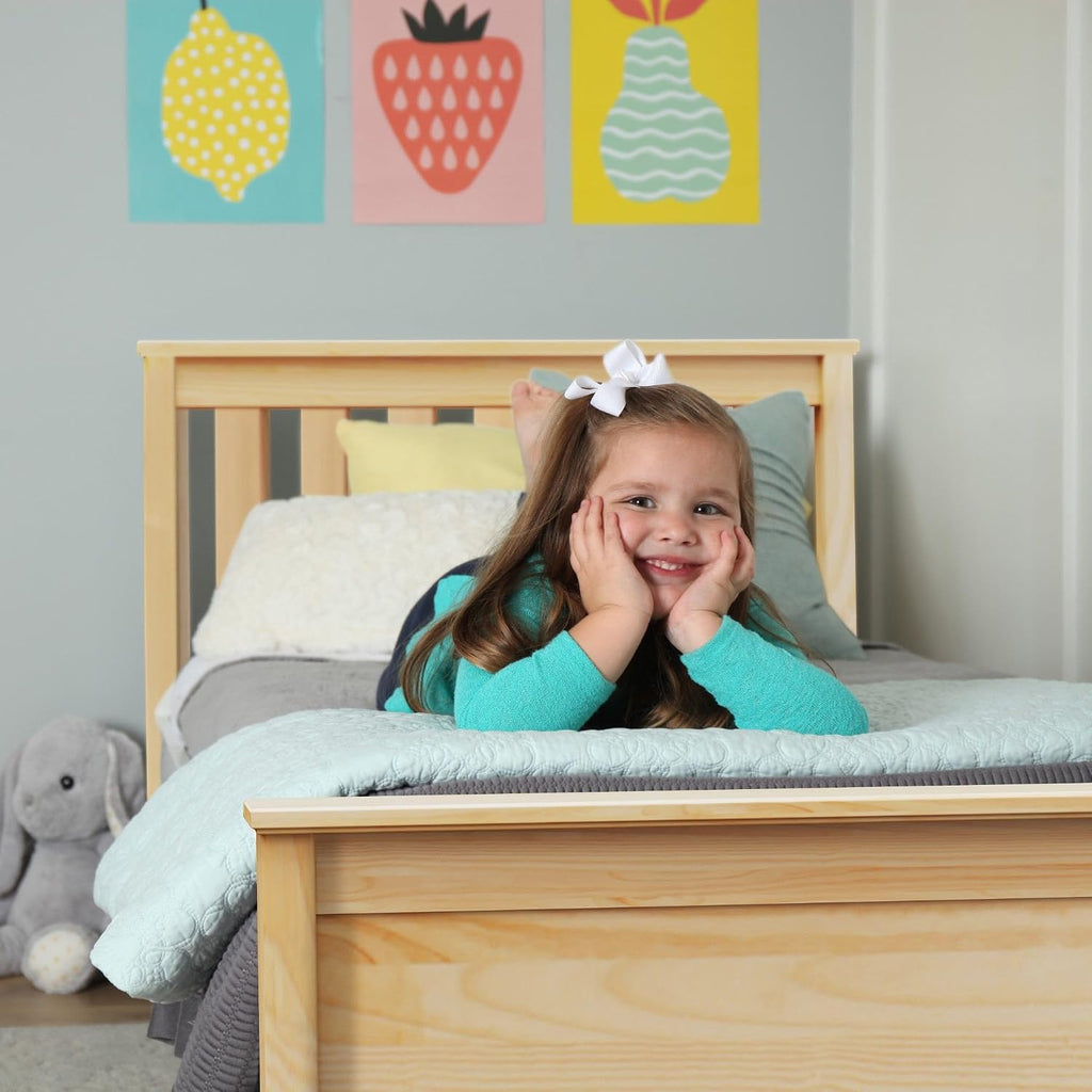 Max & Lily Classic Twin Bed, Slatted Headboard, with Storage Drawers, Natural