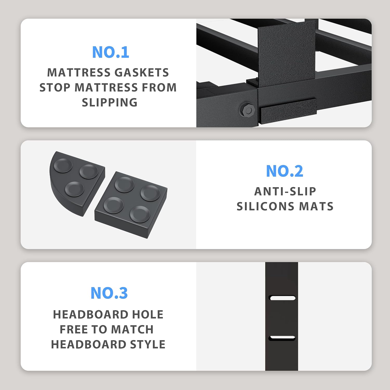 VIPSHOW 14 Inch Full Size Bed Frame, 3500Lbs Heavy Duty Metal Platform with Round Corner Legs Mattress Slide Stopper, Steel Slat Support No Box Spring Needed, Noise Free, Non-Slip, Easy Assembly