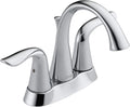 Delta Lahara Centerset Chrome Bathroom Faucet, 4 Inch 3 Hole Bathroom Sink Faucet for Vanity, Metal Push-Pop Drain Assembly, Chrome 2538-MPU-DST