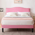 VECELO Queen Bed Frame, Platform Bed Frame with Adjustable Height Upholstered Headboard, Heavy-Duty Frames and Strong Wooden Slats Support, Non-Slip and Noise-Free, Easy Assembly, Pink