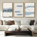 IARTTOP Large Blue Abstract Canvas Wall Art Framed 24x36 Inch Neutral Minimalist Modern Wall Art Mid Century Boho Artwork for Living Room Bedroom Office Set of 3