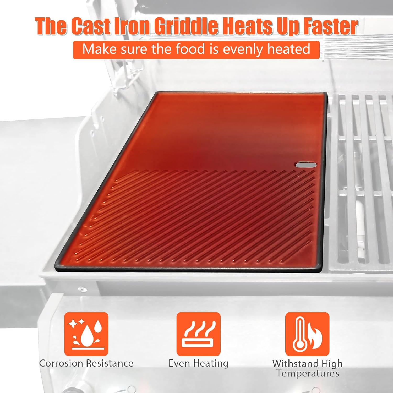 QuliMetal Reversible 7598 Griddle Replacement and 17.5' Grill Grates 15.3' Flavorizer Bars for Weber Spirit 300 & GS4 Spirit II 300, Spirit E-310 E-315 Grills with Front Control Knobs