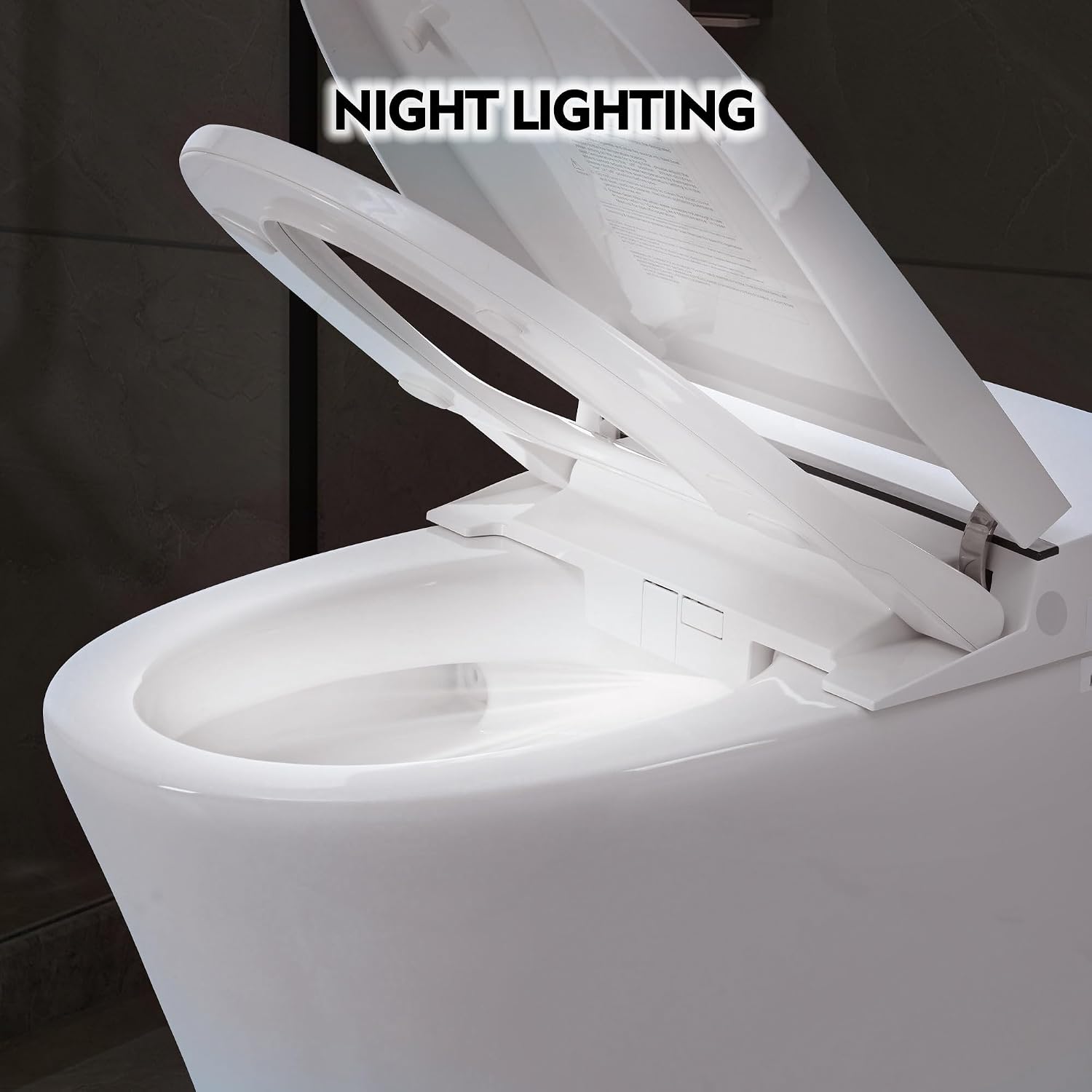 Smart Toilet with Bidet Built in, Tankless Toilet Bidet with Self-Cleaning Nozzle, Cold Water Washing, Foot Sensor Flush, Knob Control, and LED Light