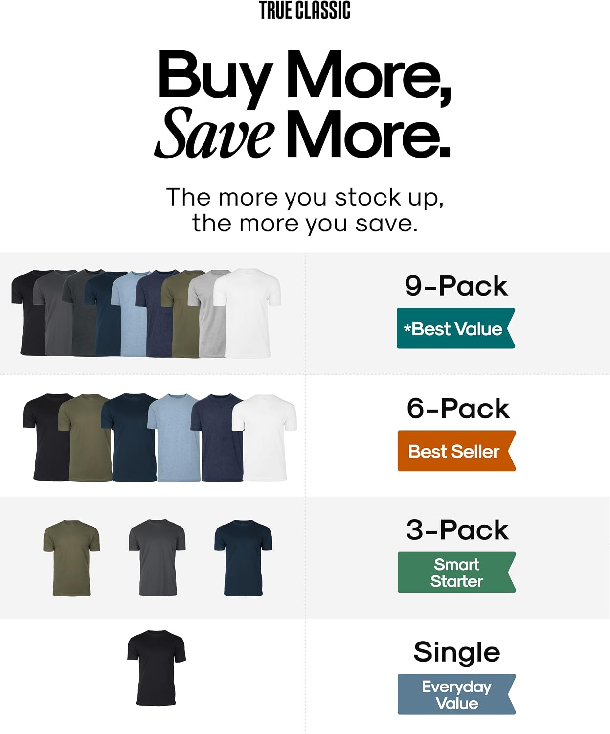 True Classic Mens T-Shirts – Short Sleeve Crew Neck T Shirts for Man, Cotton Blend Plain Novelty Men's T-Shirts