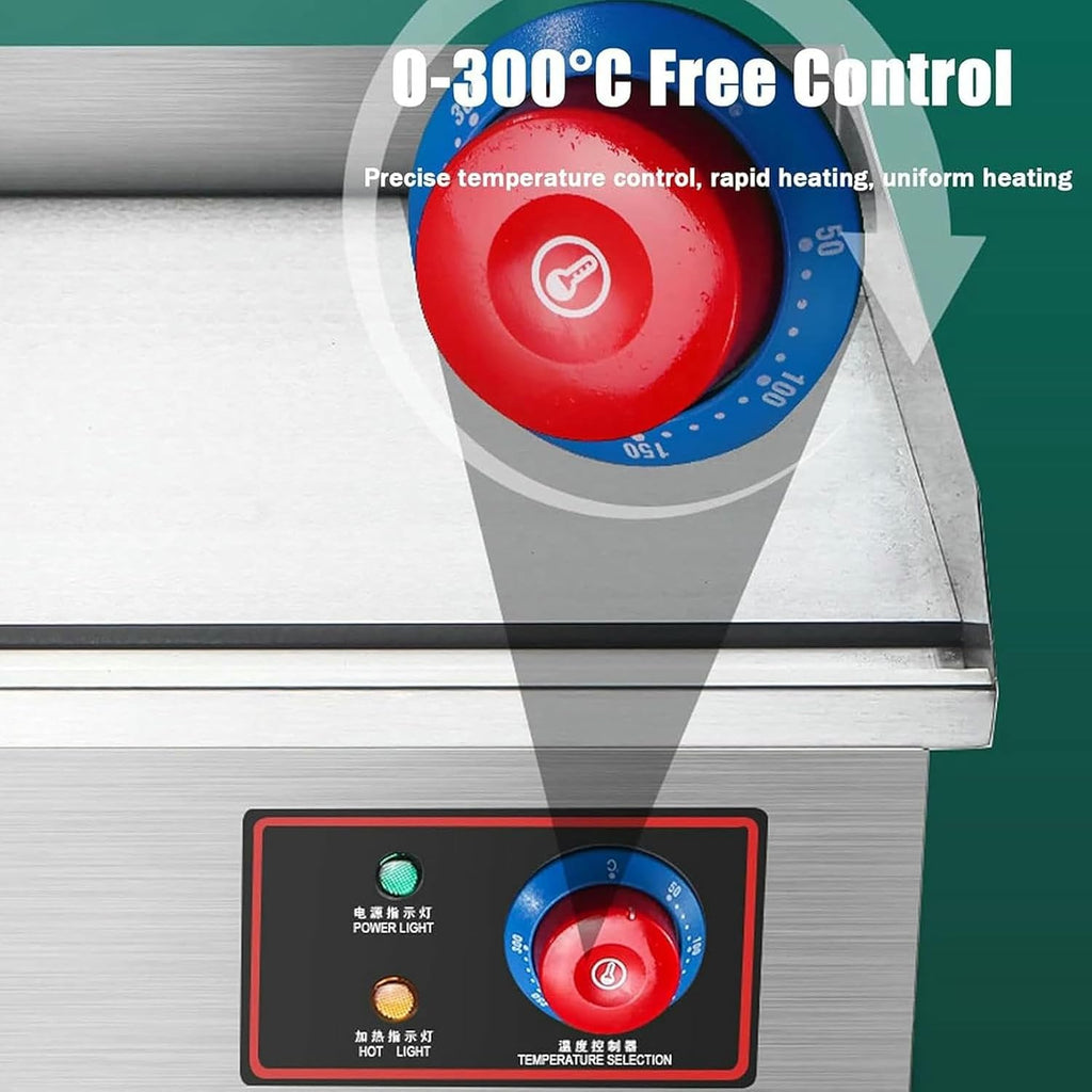 Commercial Griddle 21' Commercial Electric Griddle 3000W Non-Stick Countertop Flat Top Griddle Hot Plate BBQ,