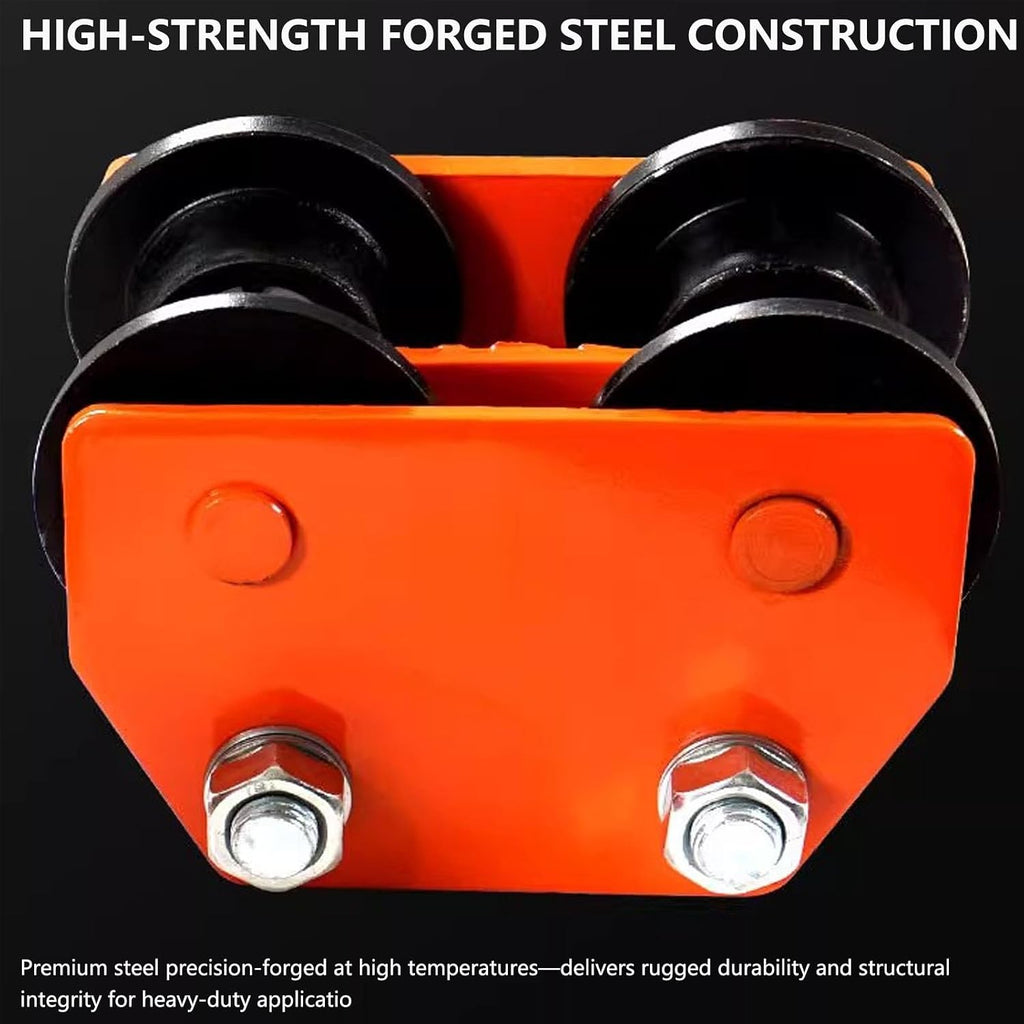Push Beam Hand Truck, Chain-Driven Steel Manual Hand Truck, 1-3 Ton Capacity (2200-6600 Lbs), Adjustable Flange Width, Suitable For Straight And Curved I-Beams(3ton/6600lbs)