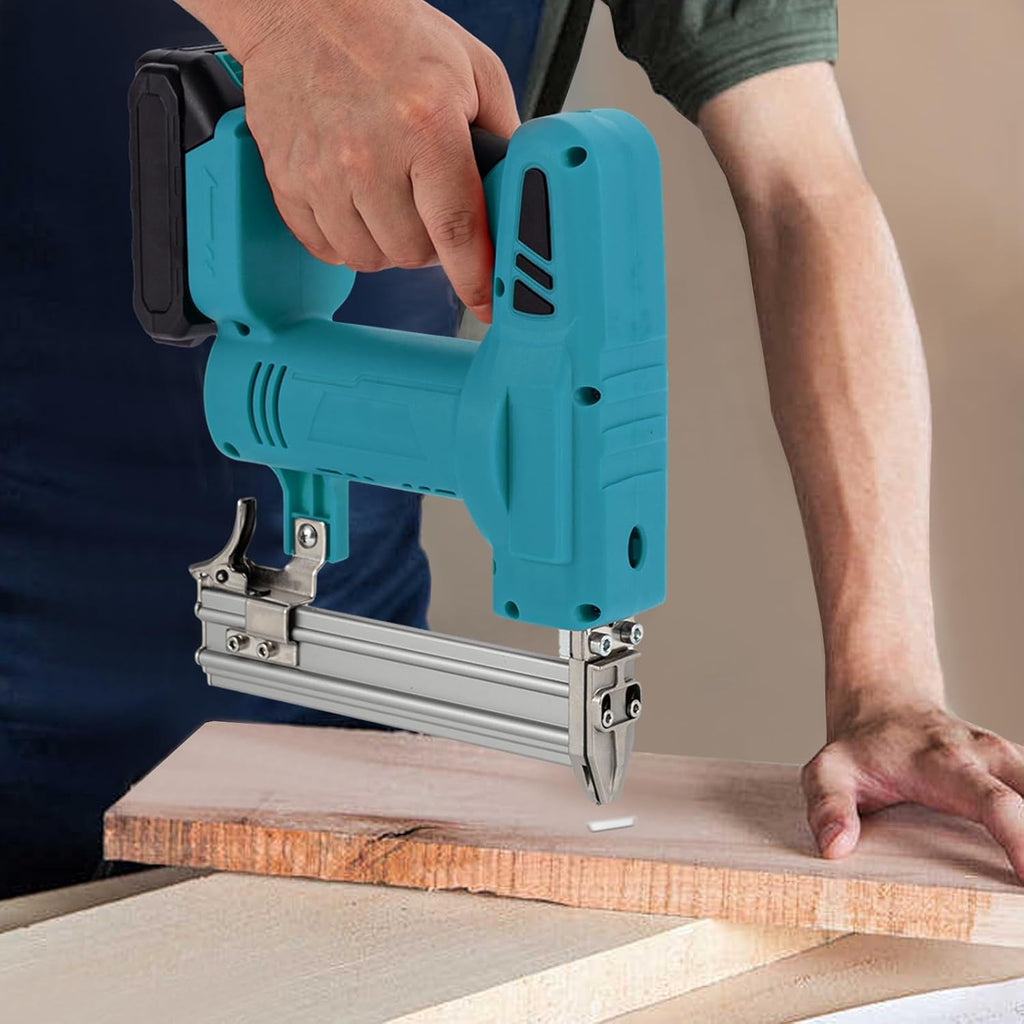 Nail Gun Battery Powered,2-in-1 Staple Gun,21V 100W Battery Powered Staple Gun, Nail Gun for Home Improvement, Woodworking（Blue）