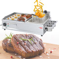 Electric Griddles Non Stick with Fryer, Commercial Flat Top Grill Breakfast Griddle for Indoor Catering (Small)