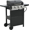 Evedy BBQ Propane Grill 3 Burner Barbecue Grill Stainless Steel Gas Grill,Gas Hood & Side Shelves Heavy Duty Flat Top Griddle Grill Station for Kitchen, Camping, Outdoor, Tailgating, Countertop