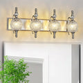 Modern Crystal Bathroom Vanity Lights Fixtures Over Mirror Brushed Nickel Vintage 4-Lights 28 Inch Bathroom Light Fixtures Glass Crystal Vanity Lights