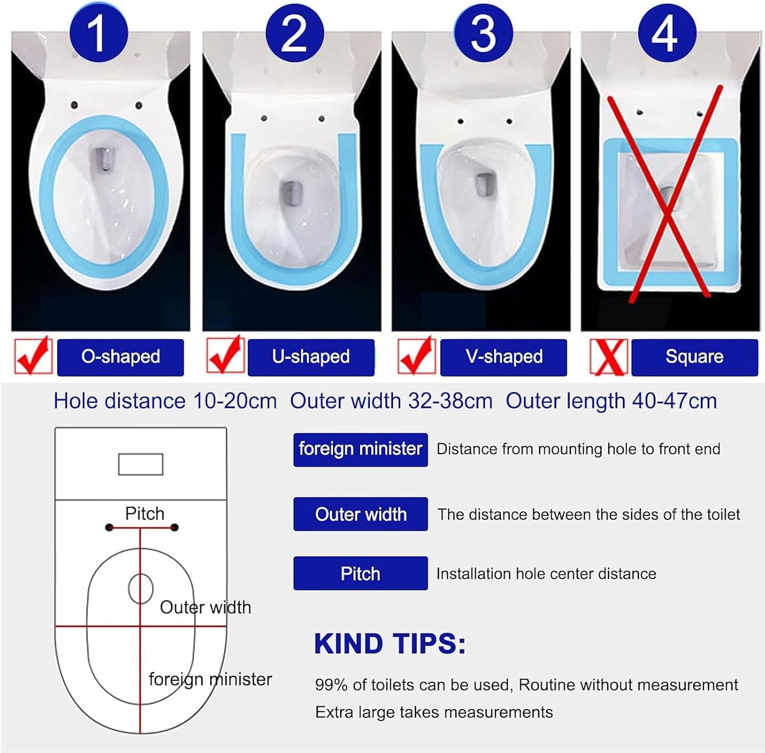 Standard Resin Toilet Seat Lid Round Toilet Seat Molded Toilet Seat with Quietly Close and Quick Release Hinges, Easy to Install Also Easy to Clean