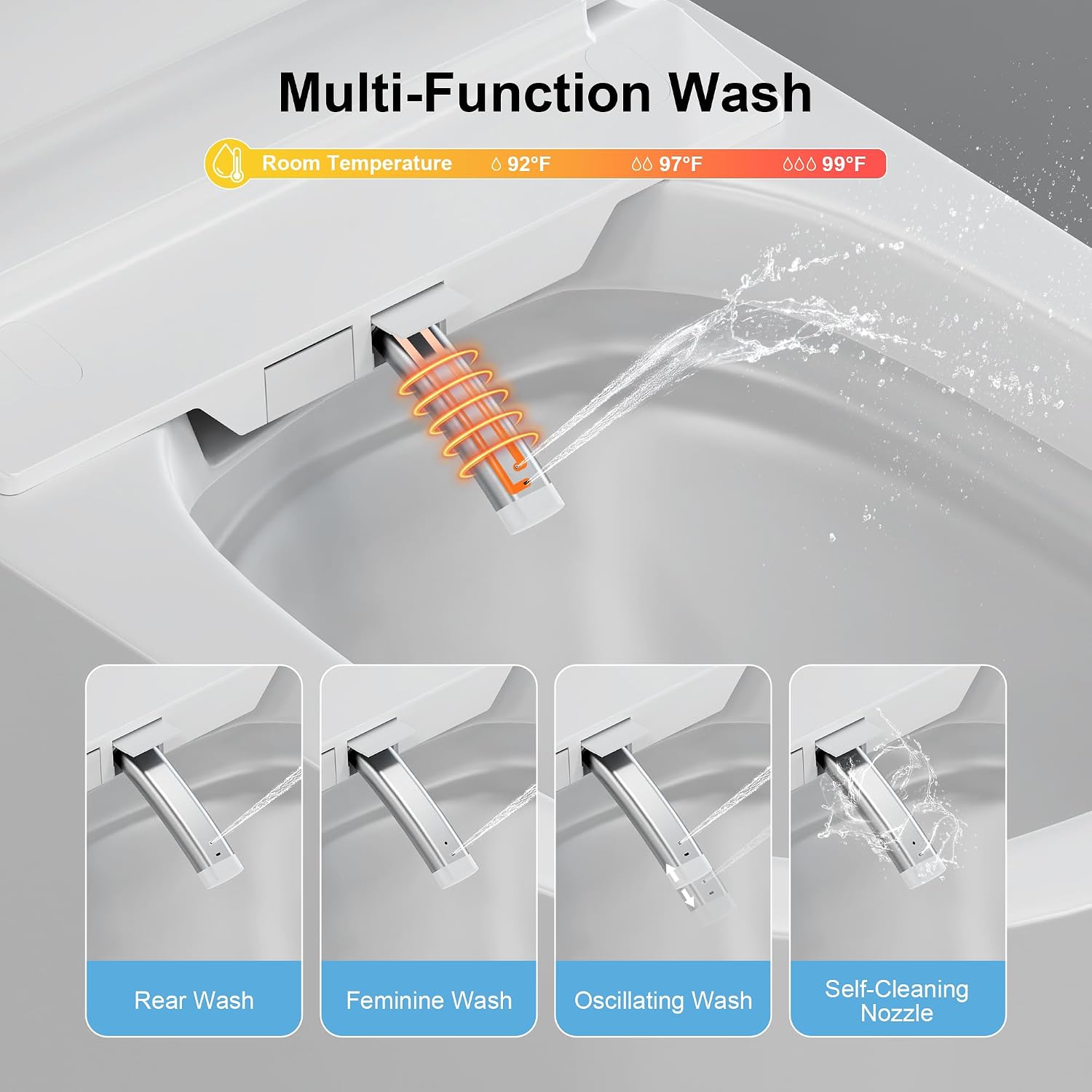 Smart Toilet with Bidet Built In, Heated Seat & Dual Auto Flush, Foot Sensor, Tankless Modern Elongated Electric Toilet with Warm Water & Air Dryer, LED Display & 1000g MaP Flush, 0.8/1 GPF