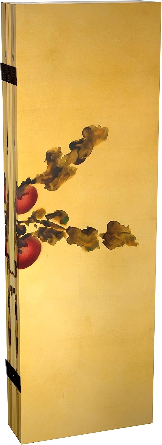 Red Lantern 4 ft. Short Double Sided Plum Tree Canvas Folding Screen 6 Panel Freestanding Partition and Separator for Modern and Contemporary Bedroom, Home Office, Studio, Dorm, Apartment