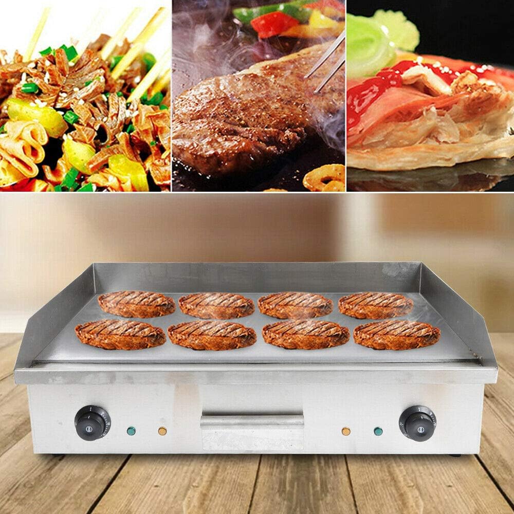 28.6' Electric Countertop Griddle 4400W Stainless Steel Flat Top Griddles Grill Combo Adjustable Temperature Commercial Griddles for Vegetables and Meat
