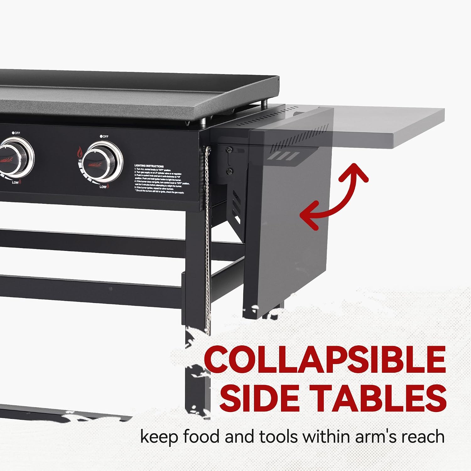 Royal Gourmet GB4001B 4 Burner Propane Gas Griddle with Foldable Side Tables, 35-Inch Flat Top Griddle with 52,000 BTUs Output for Outdoor Cooking like Camping or Tailgating, Black