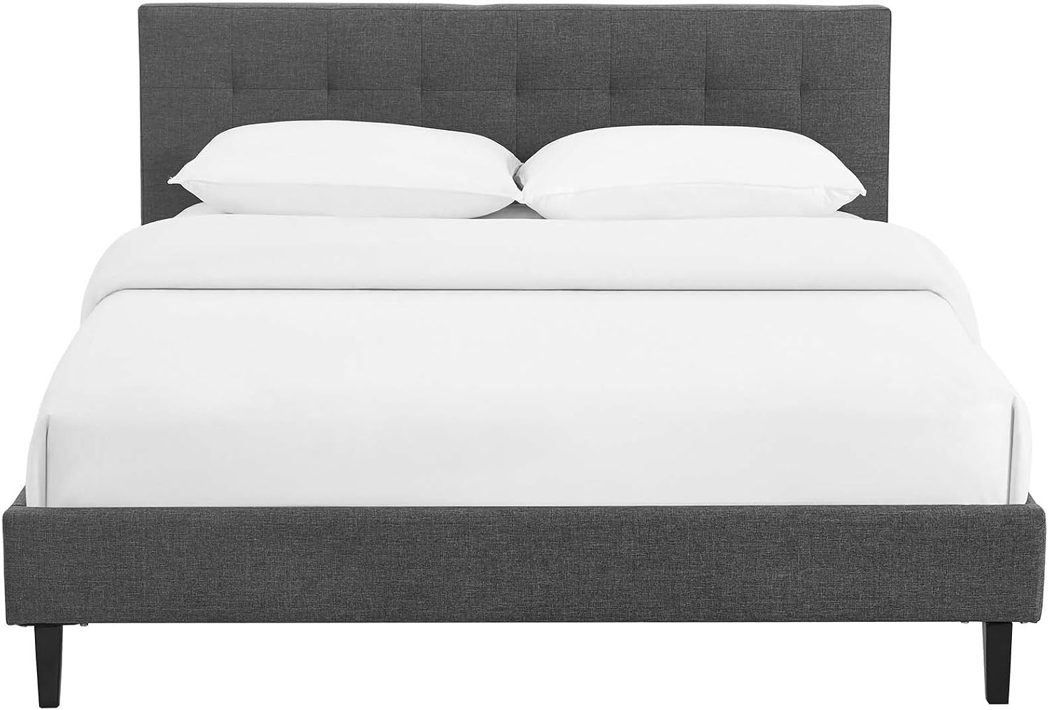 Modway Linnea Upholstered Gray Full Platform Bed with Wood Slat Support