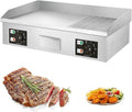 Commercial Electric Griddle, Kitchen BBQ Grill, Stainless Steel Electric Griddle, Nonstick Countertop Hot Plate Commercial BBQ Grill, Two Burners with Thermostatic Control, 110~240V
