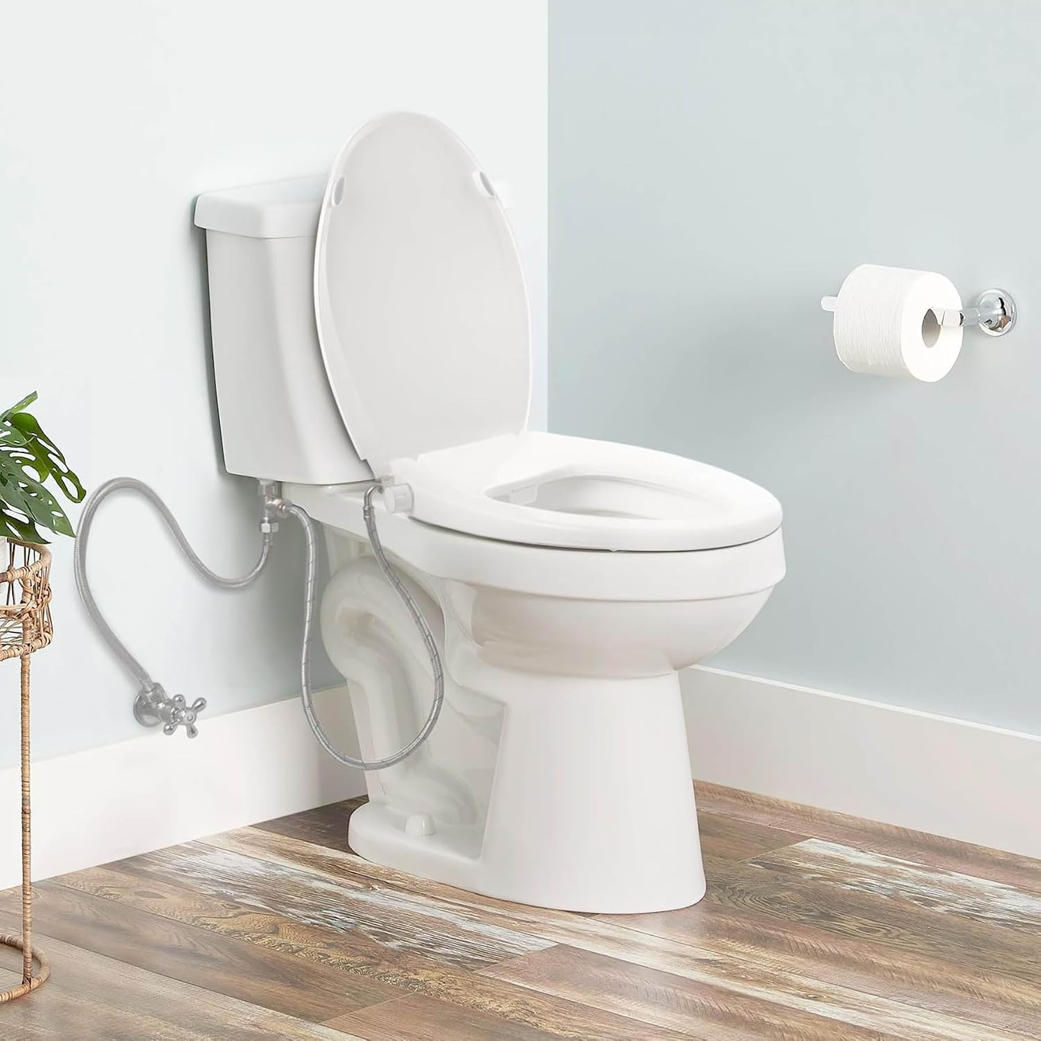 Bidet Seats, Elongated Smart Toilet Seat, Electric Smart Seat with Warm Air Dryer and Night Light, Closed Toilet Lid with Rear and Front Nozzle Warm Water Washing, Easy to Assemble, White