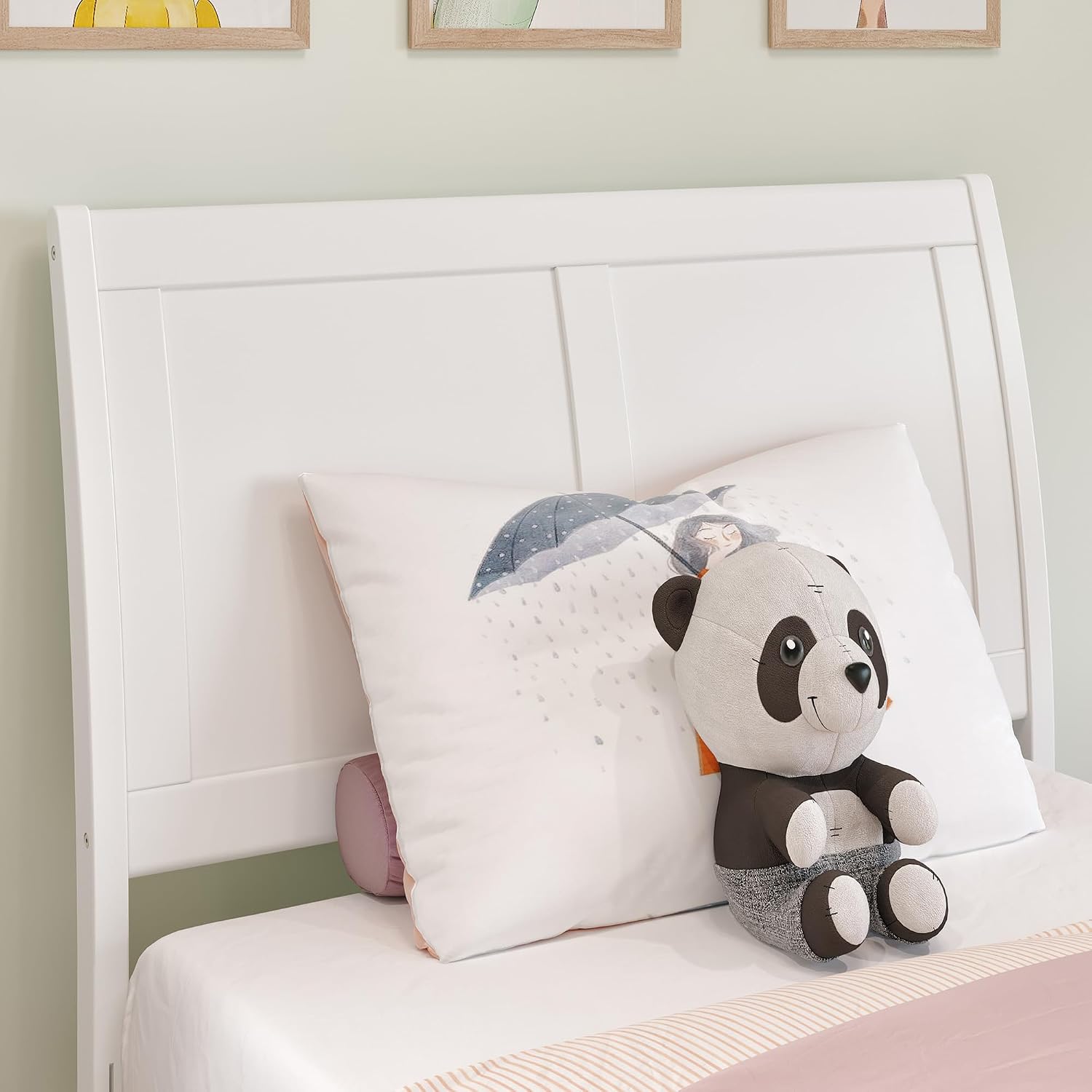 AFI, Portland Twin Sleigh Solid Wood Panel Headboard, White