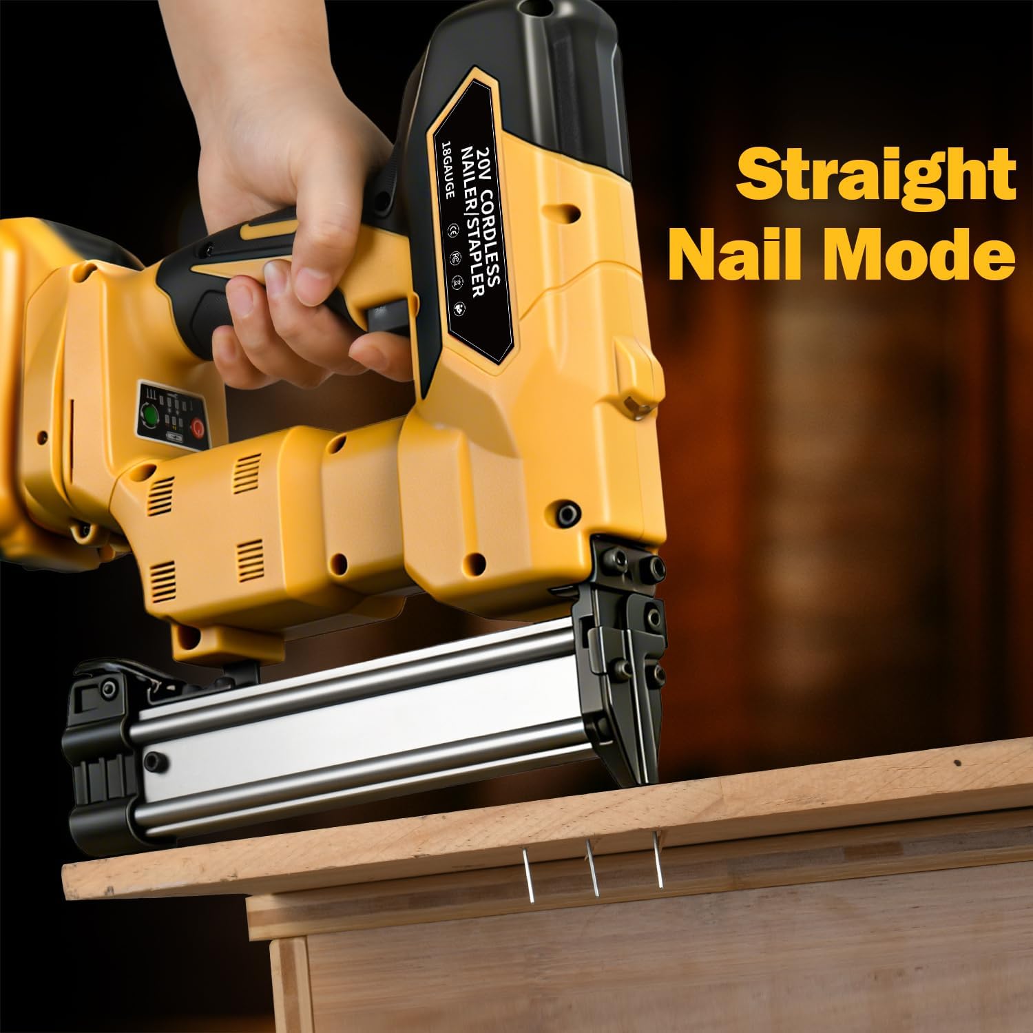 2-in-1 Cordless Brad Nailer & 1/4 Narrow Crown Stapler for DeWalt 20V Battery, 18GA Electric Nail Gun with 1000 Nails/Staples for Woodworking, DIY, and Home Renovation (Not Battery)