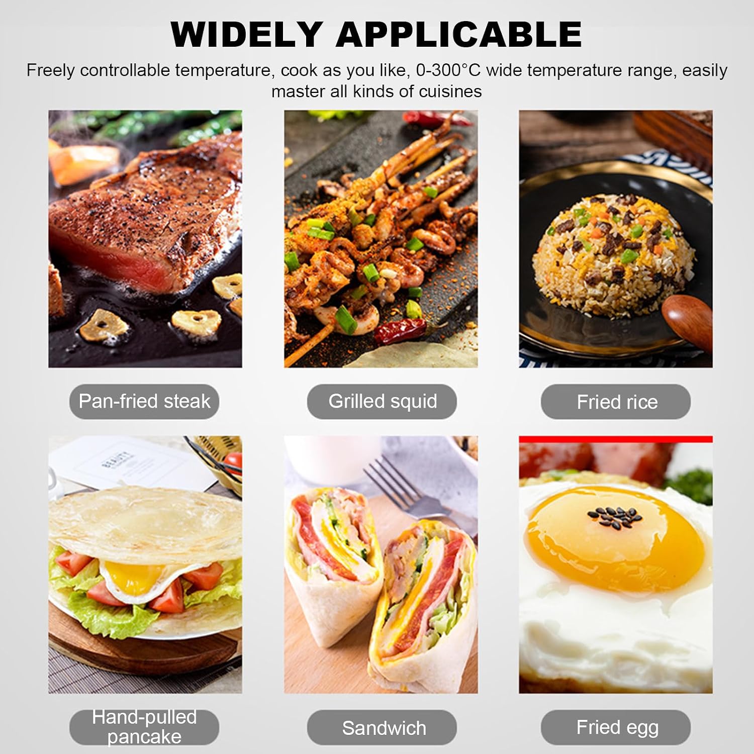 Electric Griddle, Professional 3000 W Stainless Steel Griddle, 8mm thick iron plate, Adjustable Temperature Control Flat Top Griddle, For Resturant, 550 * 420 * 210mm 66 * 47 * 22CM