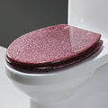 Glitter Toilet Seat Round 16.5 Inch Quick Release Toilet Seats Cover with Slow Close Toilet Lid, Non-Slip Lid, Easy Installation Resin Safe Material (Pink)
