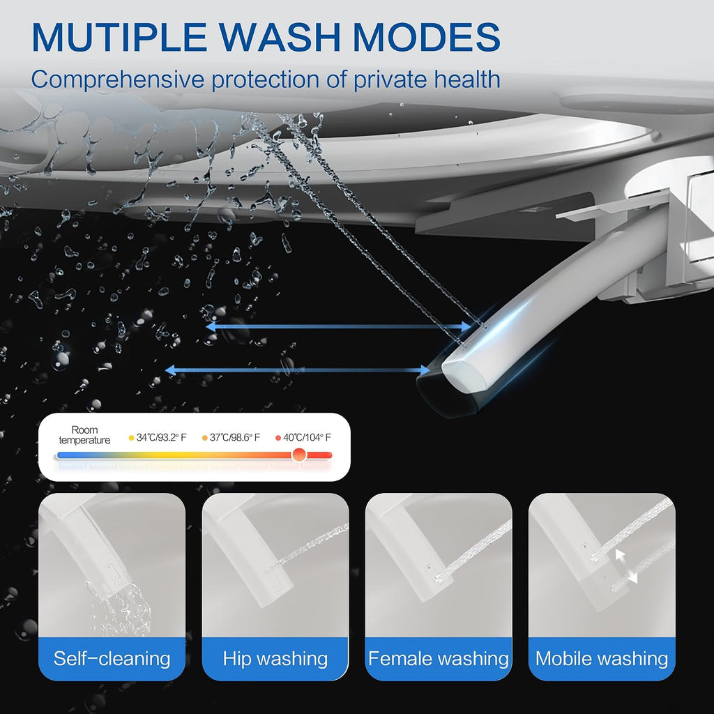 Smart Toilet with Bidet Built-In – Heated Seat, Dual Auto Flush, Tankless Design, Foot Sensor, Warm Water & Dry Function, Modern Elongated Electric, LED Display, 1000g MAP Flush, 1.28 GPF