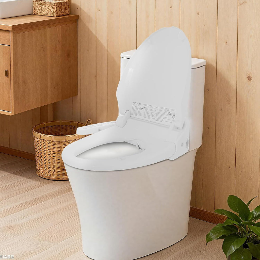 Toilet Seats, Bidet Toilet Seat Elongated, Smart Heated Water Luxury, Electronic Heated Bidet Toilet Seat with Long Power Cord, Smart Touch Panel, Nightlight, Temperature Controlled Wash