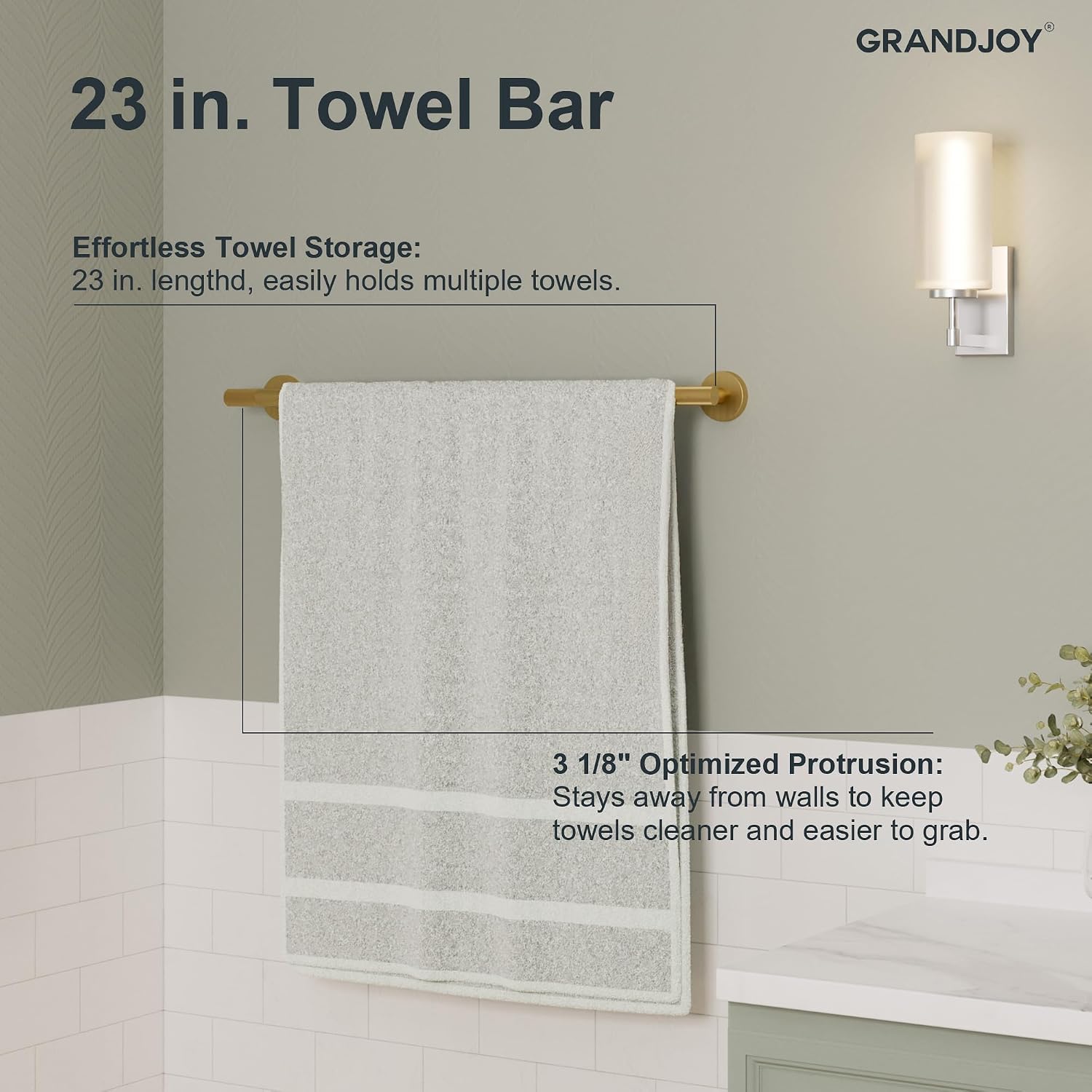 Brushed Gold Bathroom Hardware Accessories Set, Knurled SUS304 Stainless Steel Kit, Towel Bar, Ring, Robe Hook, Paper Holder, Wall Mounted