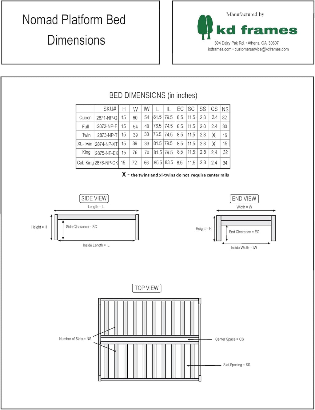 KD Frames Nomad Platform Bed - Cal King - Unfinished Natural Hardwood - Minimalist Swedish Design - Easy Assembly, No Box Spring Needed - Solid Wood Rectangular Bed Frame