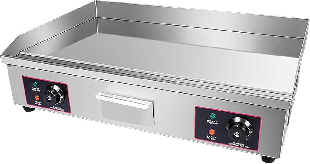 4400W Commercial Flat Top Electric Griddle/Stainless Steel Countertop Bakeware/Non-Stick Teppanyaki Griddle with Dual Temperature Control Button