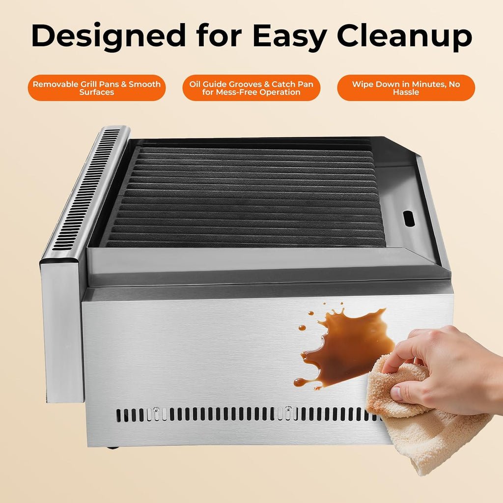 21' Gas Grill, 60TU/hr Commercial Countertop Gas Grill 2 Burner Gas Propane Flattop BBQ Stove Natural/Propane gas Radiant Char Broiler Grill with Adjustable Temperature for Garden Patio