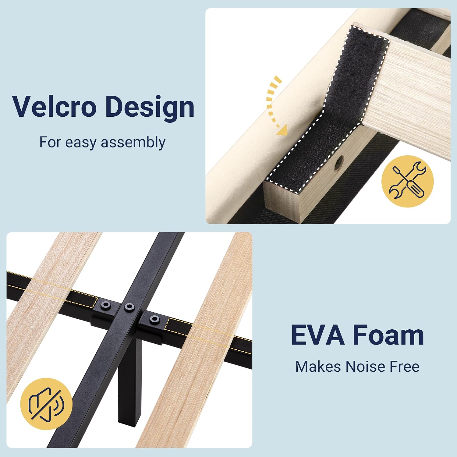 Allewie Twin Size Platform Bed Frame with Fabric Upholstered Headboard and Wooden Slats Support, Fully Upholstered Mattress Foundation/No Box Spring Needed/Easy Assembly, Cream