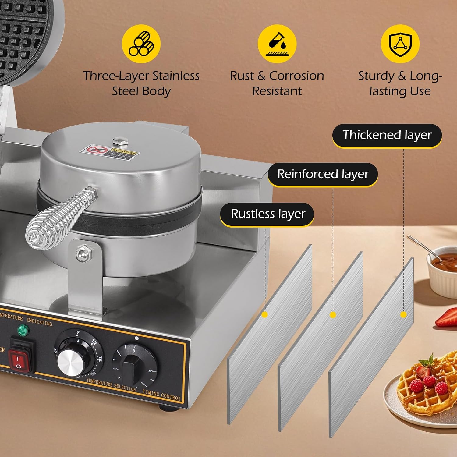 Dyna-Living 2400W Double-Head Commercial Waffle Maker & 3000W Commercial Electric Griddle 22'' Flat Top Grill Countertop