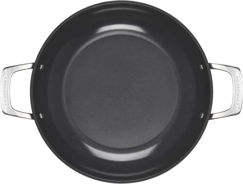 Le Creuset Essential Non-stick Ceramic Shallow Braiser with Glass Lid, 3.9 qt.