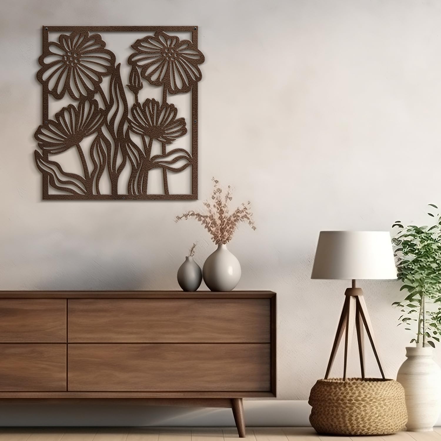 SIGNLEADER Metal Wall Art Decor Tropical Palm Tree Leaf Minimalist Modern Abstract Wall Sculpture Hangings Home Decoration for Living Room, Bedroom, Bathroom, Kitchen, Outdoor - 36' Bronze