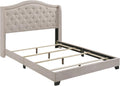 Coaster Home Furnishings - Sonoma - Wood - Upholstered Panel Bed with Camelback Profile, Button Tufting, Chrome Nail Head Trim and Demi-Wing Design - Bedroom - Queen Size - Beige - 310073Q