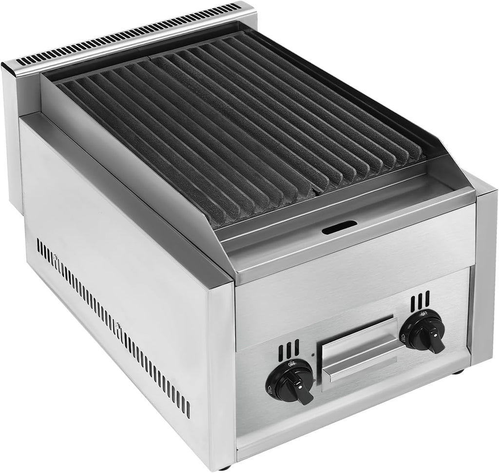 21' Commercial Gas Grill, 2 Burner Gas Propane Flattop BBQ Stove, Countertop Gas Griddle, Outdoor Cooking Stainless Steel Griddle Adjustable Temperature Barbecue for Garden Patio