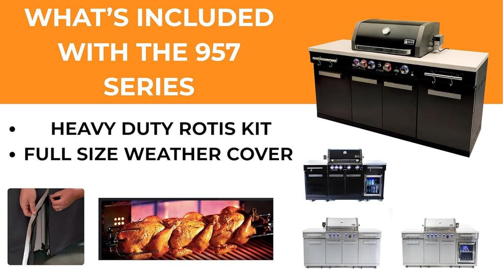 Mont Alpi Premium 70'W x 24'D x 46'H Stainless Steel Outdoor Kitchen Island with 32'W 4-Burner BBQ Grill plus Accessory Bundle - Natural Gas Conversion Kit + Dual Sided Griddle Plate + Charcoal Tray