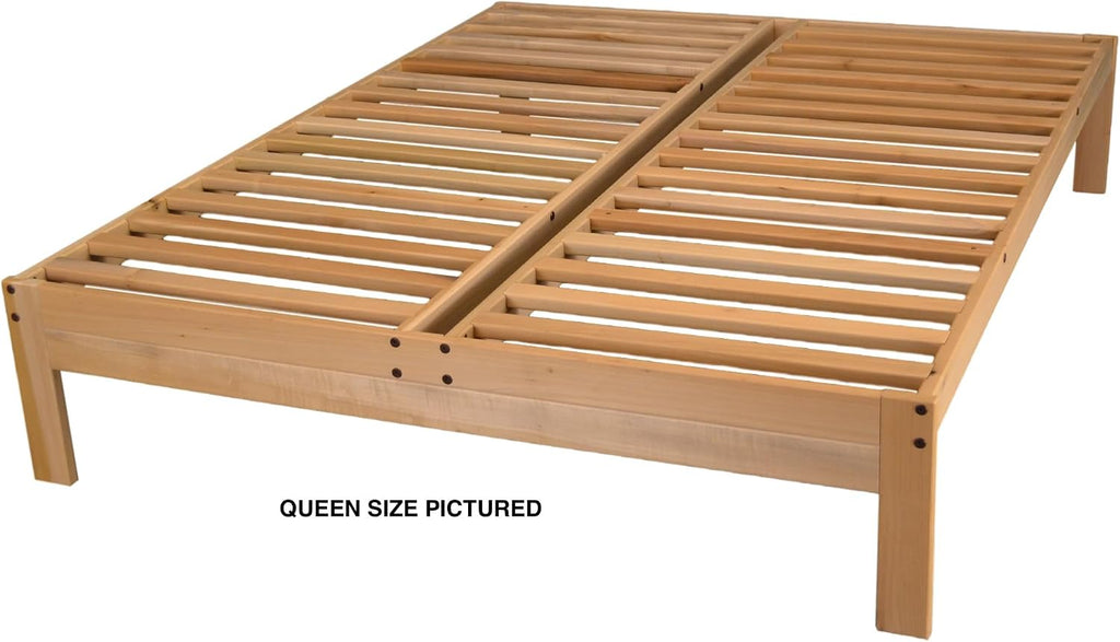 KD Frames Nomad Platform Bed - Full Bed Frame - Unfinished Wood Bed Frame - Minimalist Swedish Design - Natural Wood Bed - Easy Assembly, No Box Spring Needed - Solid Wood Full Platform Bed