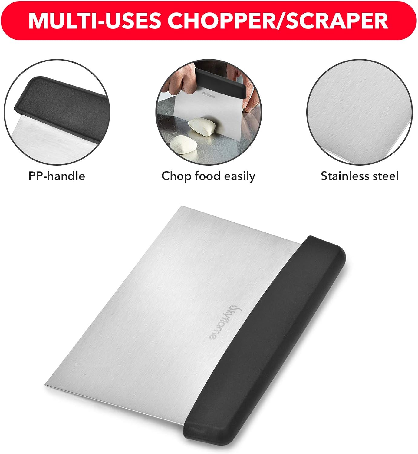 Skyflame Universal Stainless Steel Griddle Flat Top Plate, 3 Piece Griddle Accessories Kit and Magnetic Hanging Trash Can for Cooking Grill