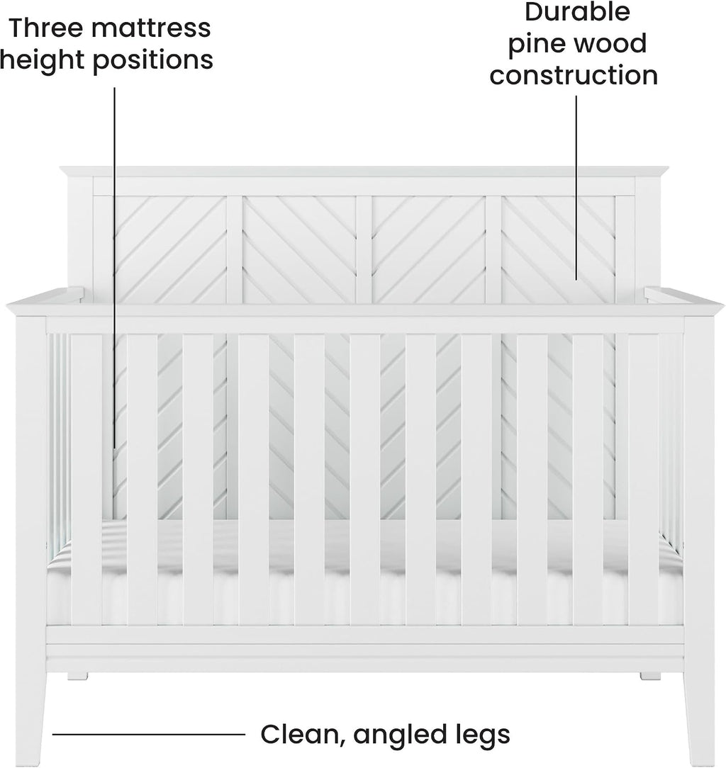 Child Craft Atwood Design 4-in-1 Convertible Baby Crib Nursery Furniture Set, Baby Bed, 3 Drawer Dresser and Chest Drawer, for Babies, Toddlers and Kids Bedroom (3 Piece - Matte White)