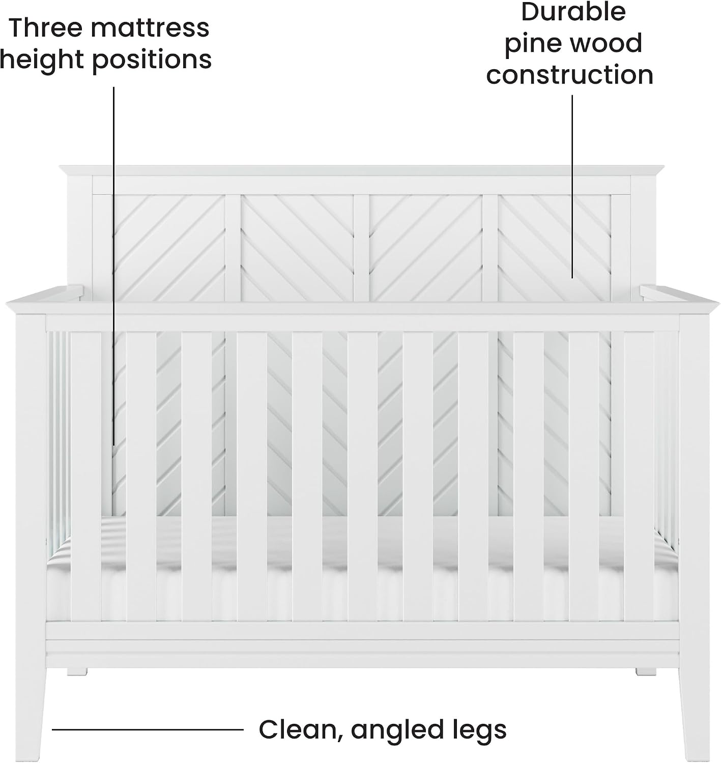 Child Craft Atwood Design 4-in-1 Convertible Baby Crib Nursery Furniture Set, Baby Bed, 3 Drawer Dresser and Chest Drawer, for Babies, Toddlers and Kids Bedroom (3 Piece - Matte White)