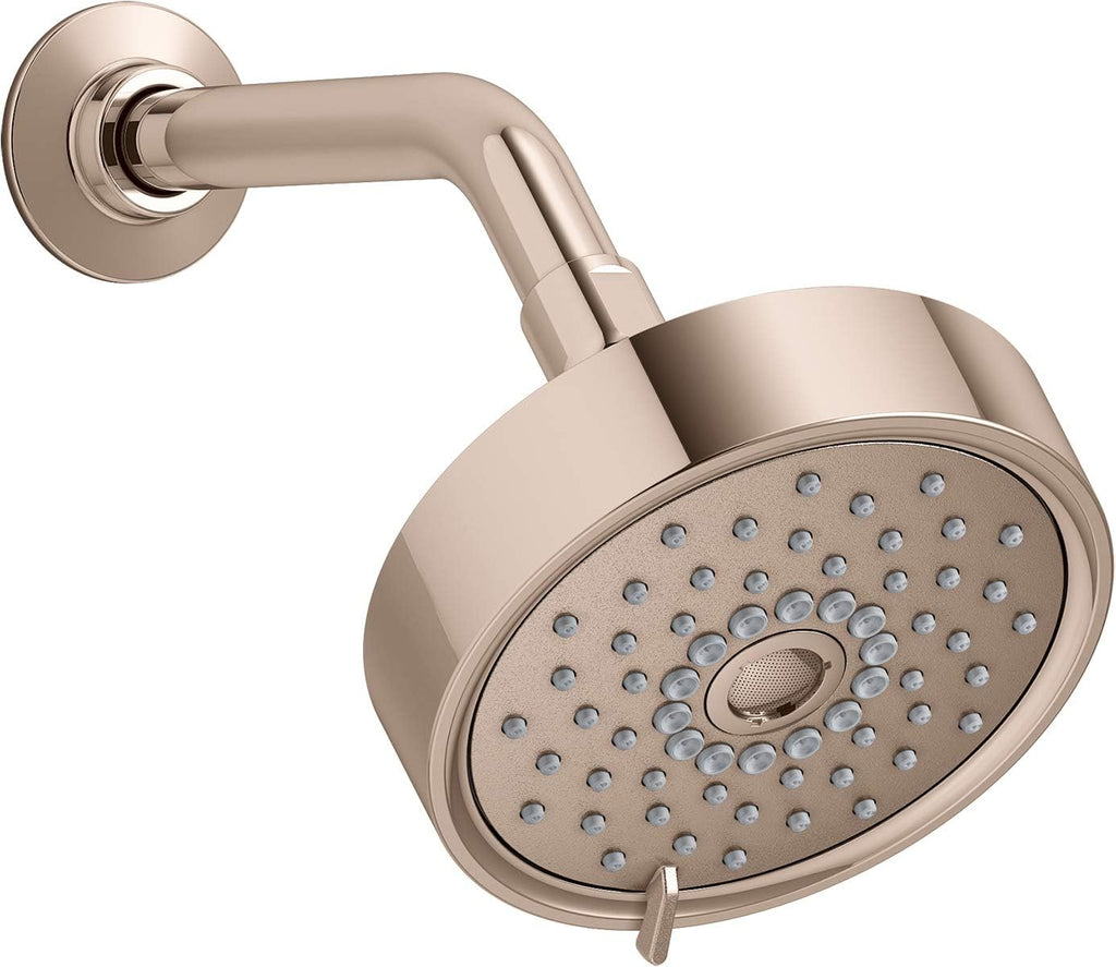 KOHLER 22170-RGD Purist Multi-Function Showerhead, Wall-Mount, 3 Spray Settings, 2.5 GPM, Vibrant Rose Gold