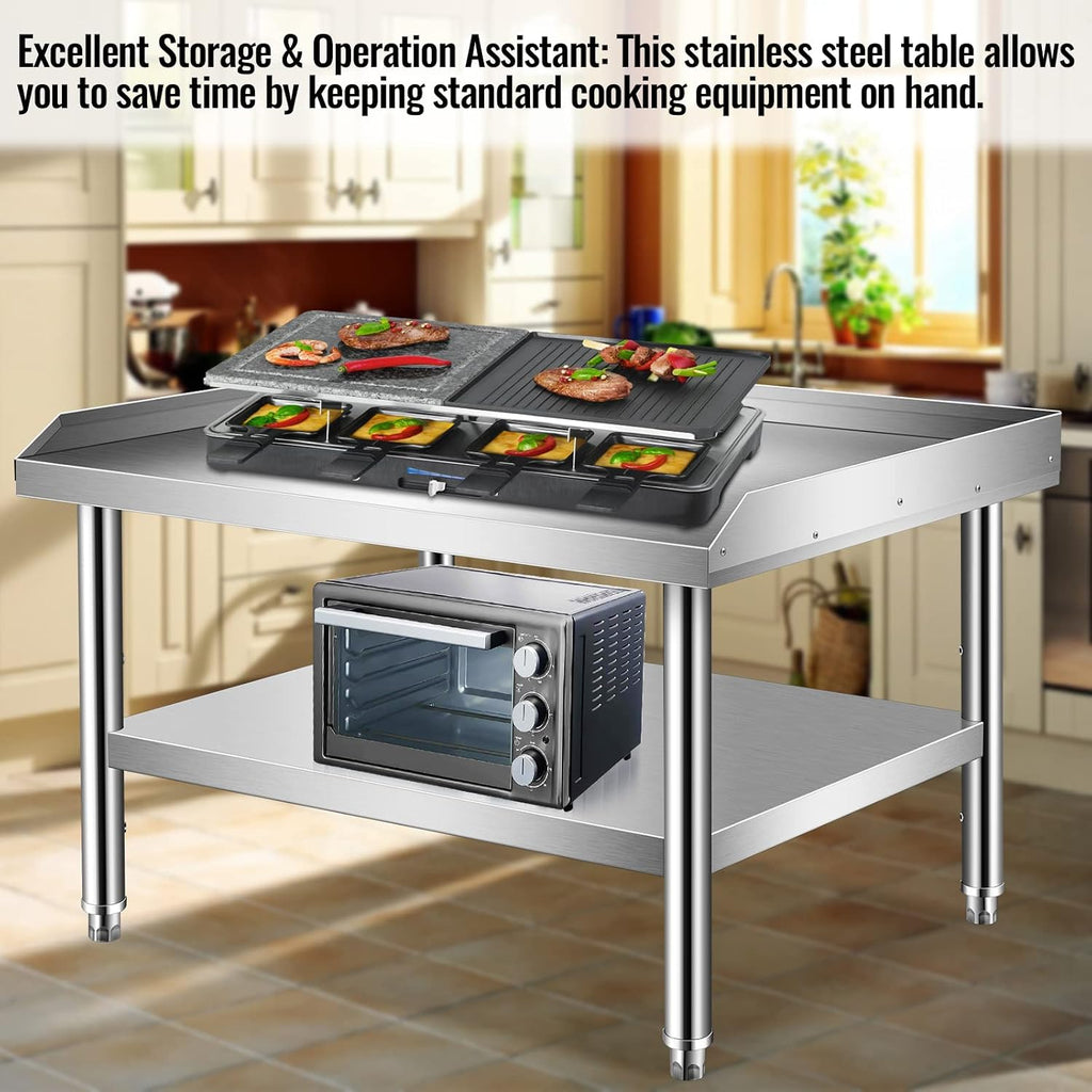NSF 16-Gauge Stainless Steel Equipment Stand Grill Table with Undershelf for Commercial Restaurant Kitchen,36x30x24'