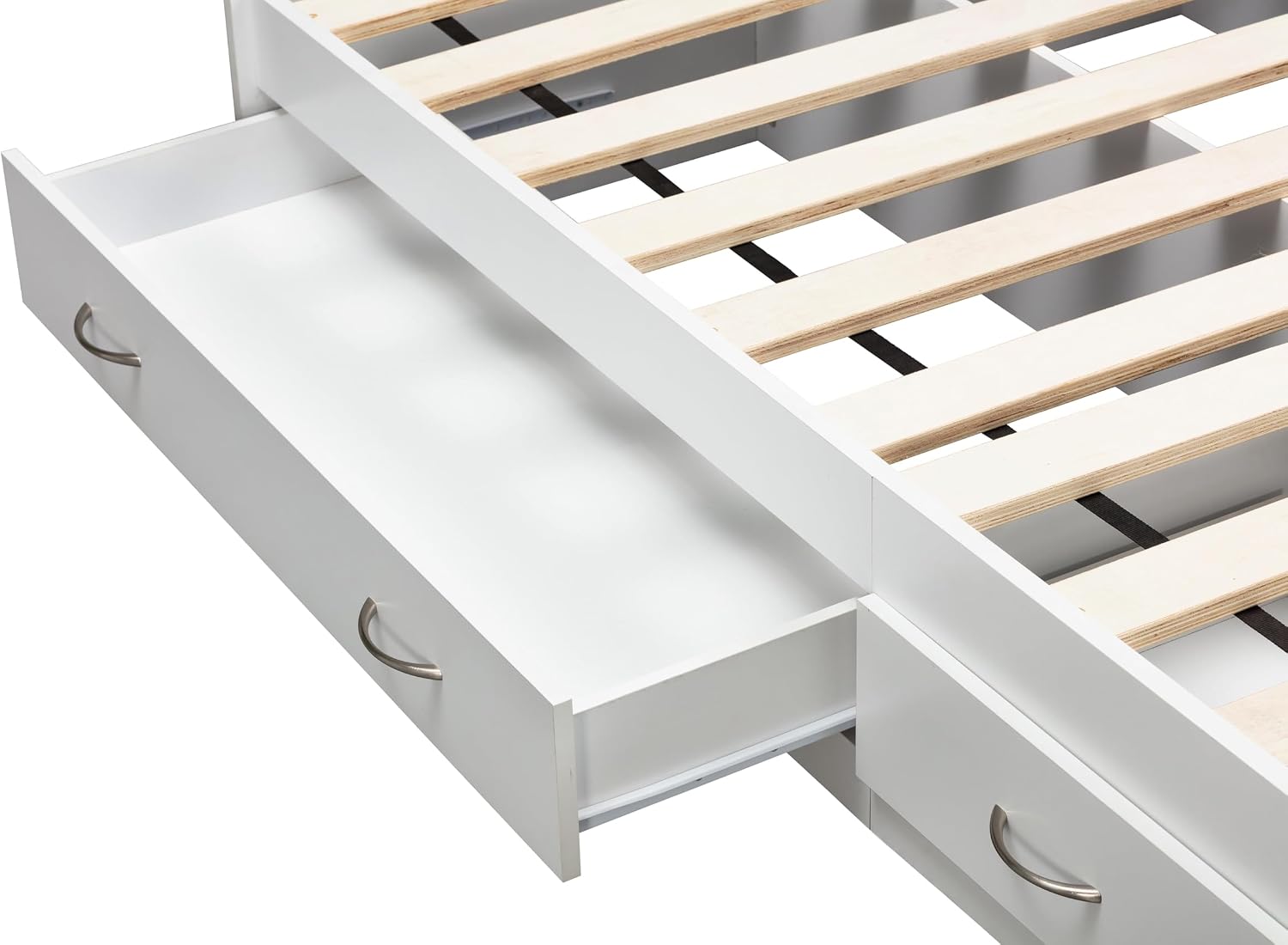 OS Home and Office Furniture Twin Sized White Mates Bed with Two Drawers